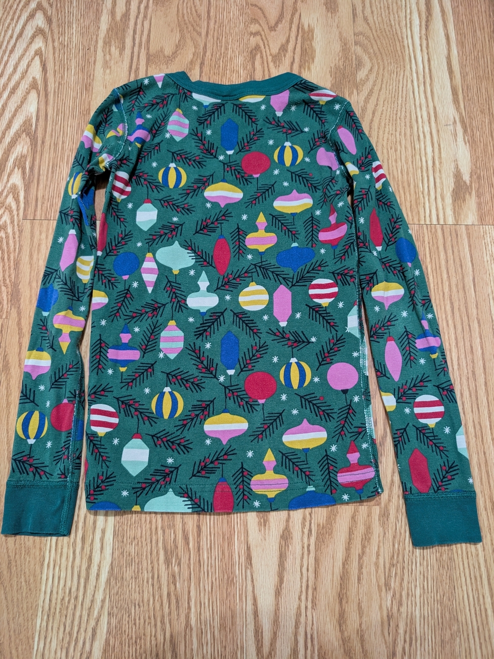 Hanna Andersson Green Holiday Ornament Pajamas Long Sleeve Pants 130 8 - Picture 6 of 12